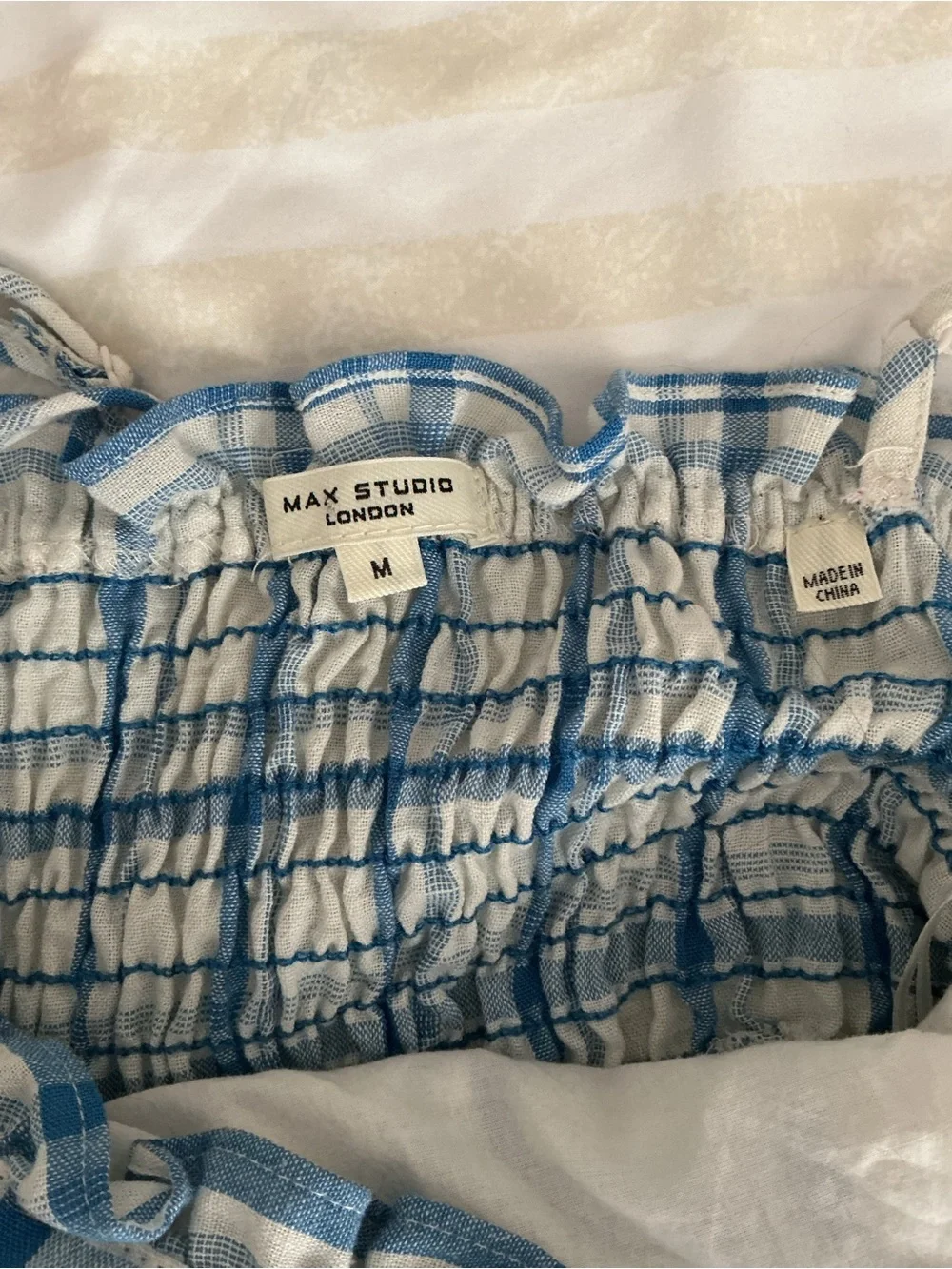 Max Studio Blue & White Plaid Ruffle Midi Dress - Picture 6 of 11